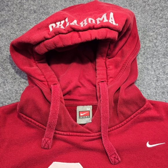 Vintage Nike Team Oklahoma Sooners OU Hoodie Embroidered Heavy Stash Pocket M - Picture 4 of 10